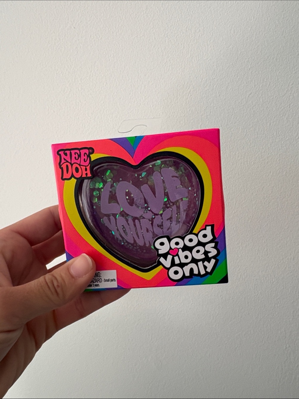 Nee Doh Heart Stress Toy - Purple 'Love Yourself' Glitter
